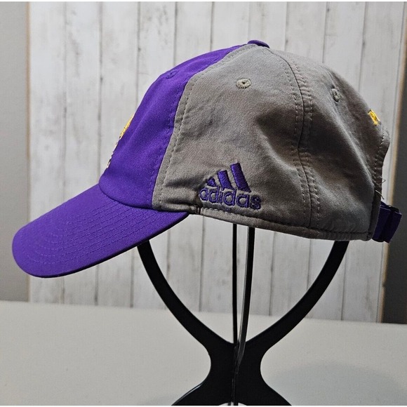 ECU East Carolina Pirates Adidas Strap Back Climalite Hat Cap Purple Gray - Picture 2 of 9